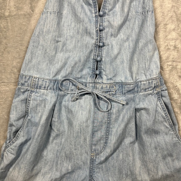 Free People We The Free Dion Jumpsuit Women Blue Denim Halter Wide Leg Boho S - Picture 6 of 15